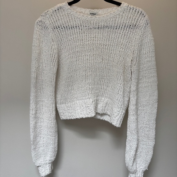 Aritzia Sunday Best White Knit Cropped Sweater - Size Medium - Picture 1 of 7